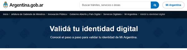 validar identidades en la aplicación Mi Argentina